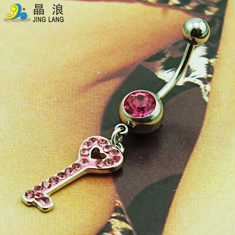 Модные кольца для пупка в розницу зажимы из нержавеющей стали 316L Висячие розовые