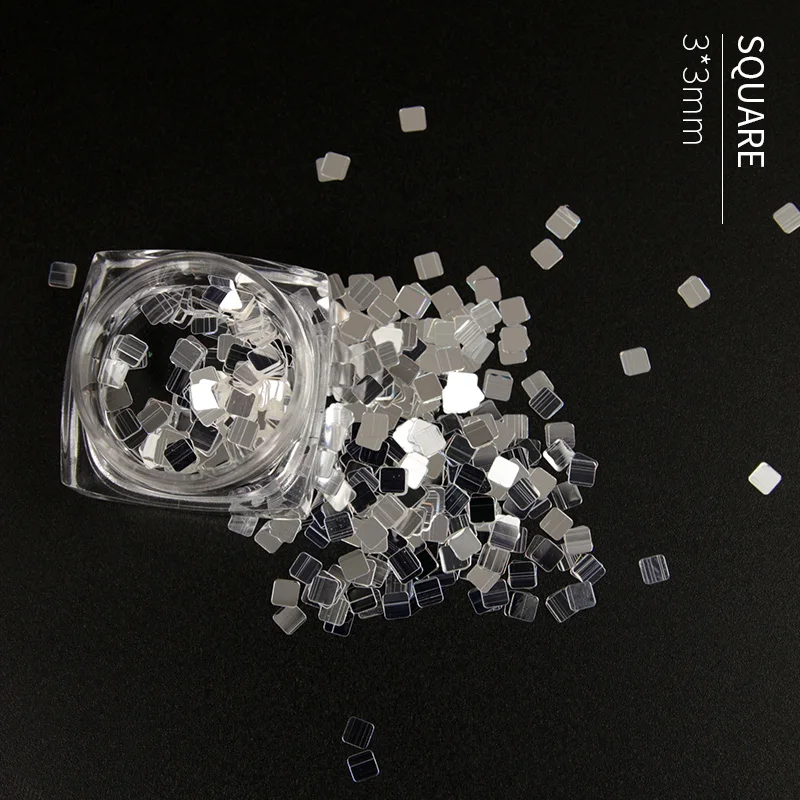 02Square HNUIX Блестки для ногтей, голографические Серебристые хлопья, цветные круглые Блестки для ногтей, маникюрные украшения для ногтей - Цвет: 02Square