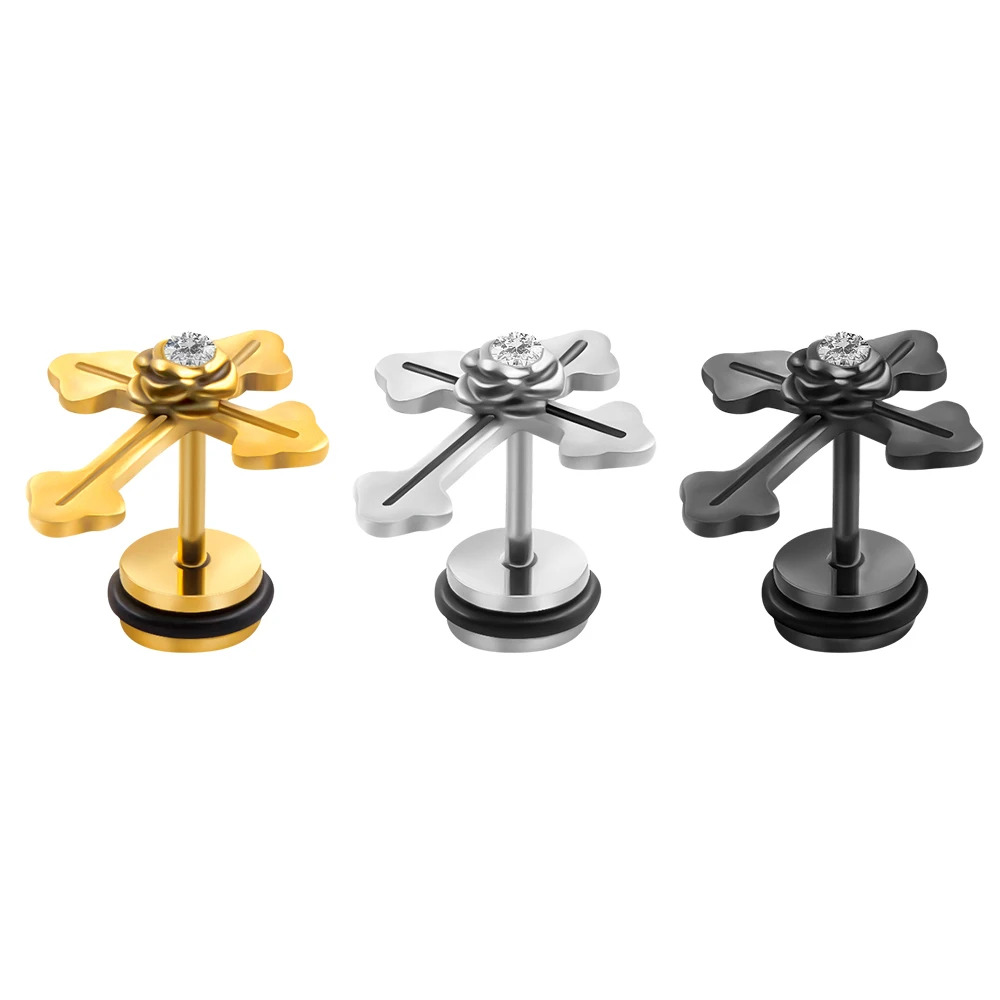 1 пара Панк Крест серьги для мужчин и женщин маленький крест из нержавеющей стали