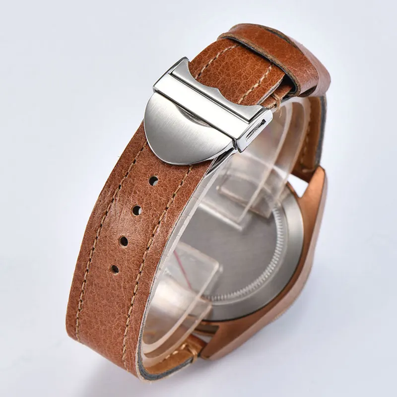 Мужские автоматические часы из сапфирового стекла с бронзовым корпусом