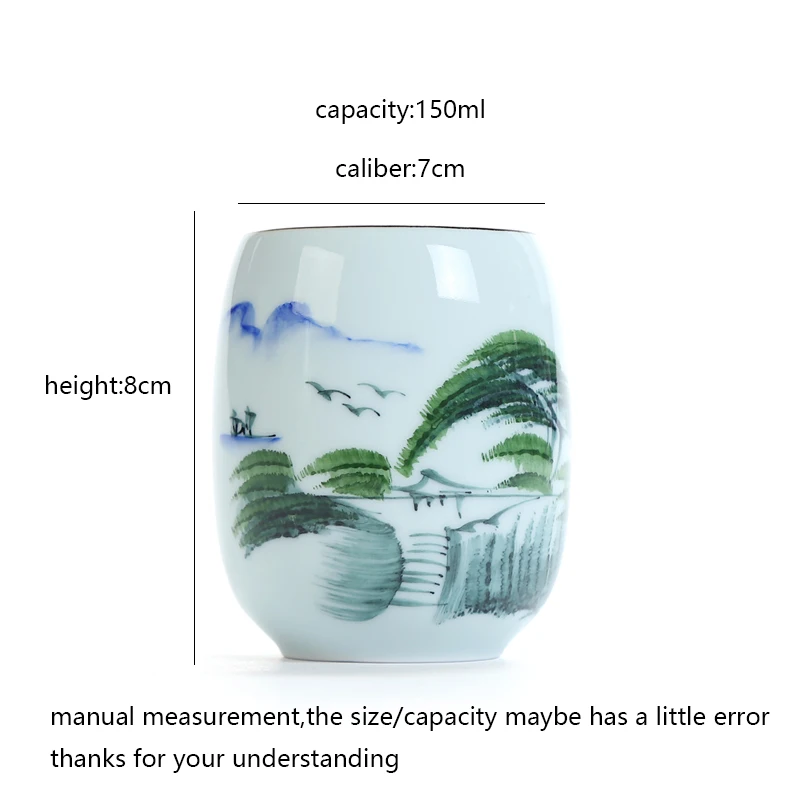 150 мл ручная роспись сине белая фарфоровая чайная чашка керамический семейный