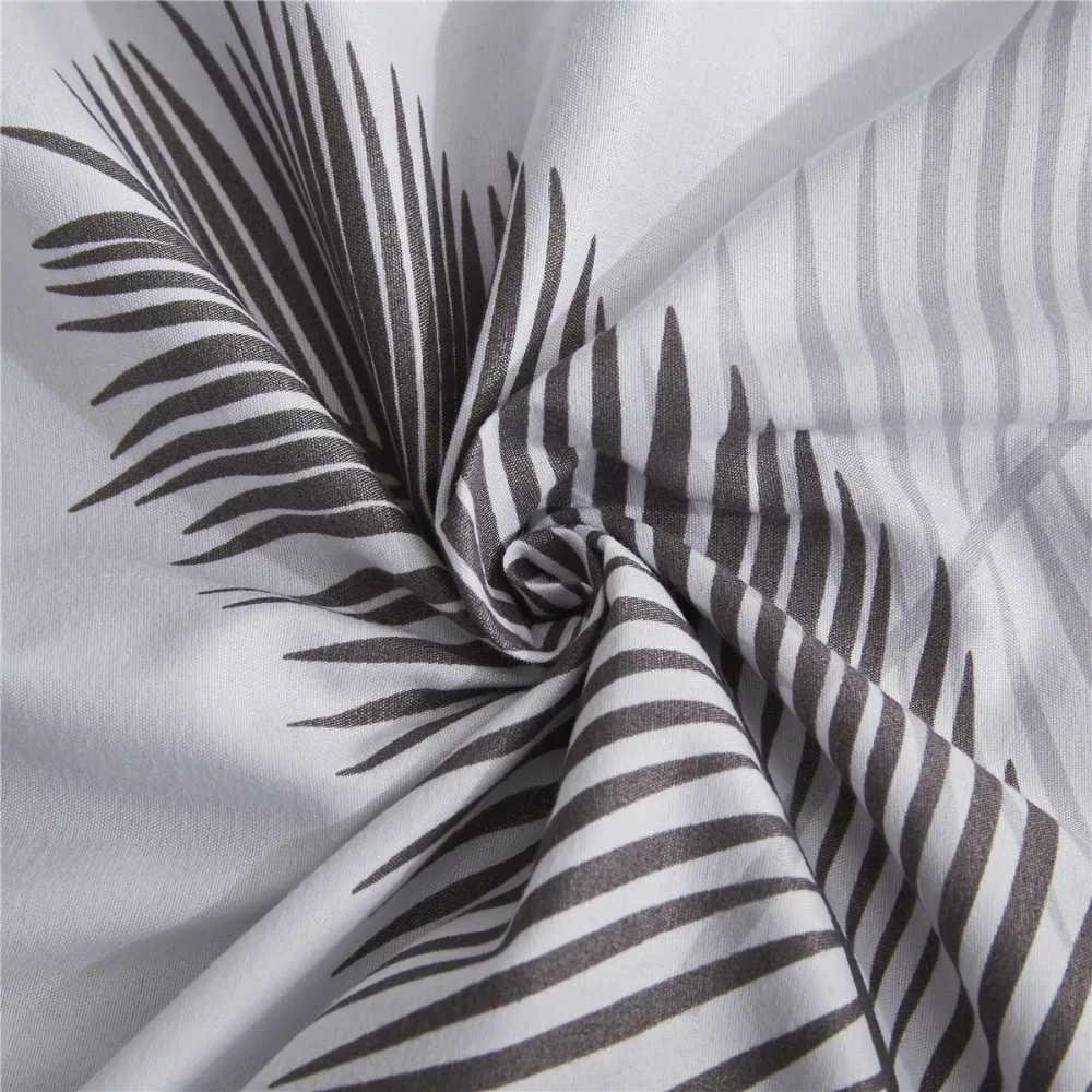 Комплект постельного белья с рисунком листьев пододеяльник простыня наволочка