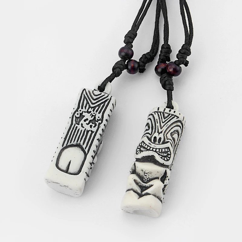 12 шт. мужские белые резные из кости яка Тики мужское тотемное ожерелье и подвески