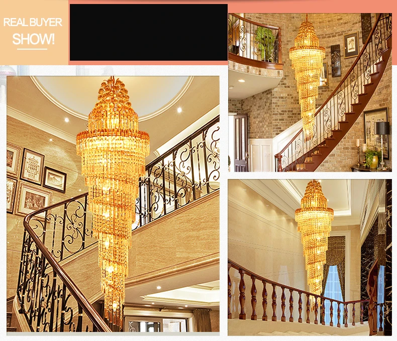 Staircase chandelier double staircase lamp long luxury villa crystal modern minimalist living room LED | Освещение