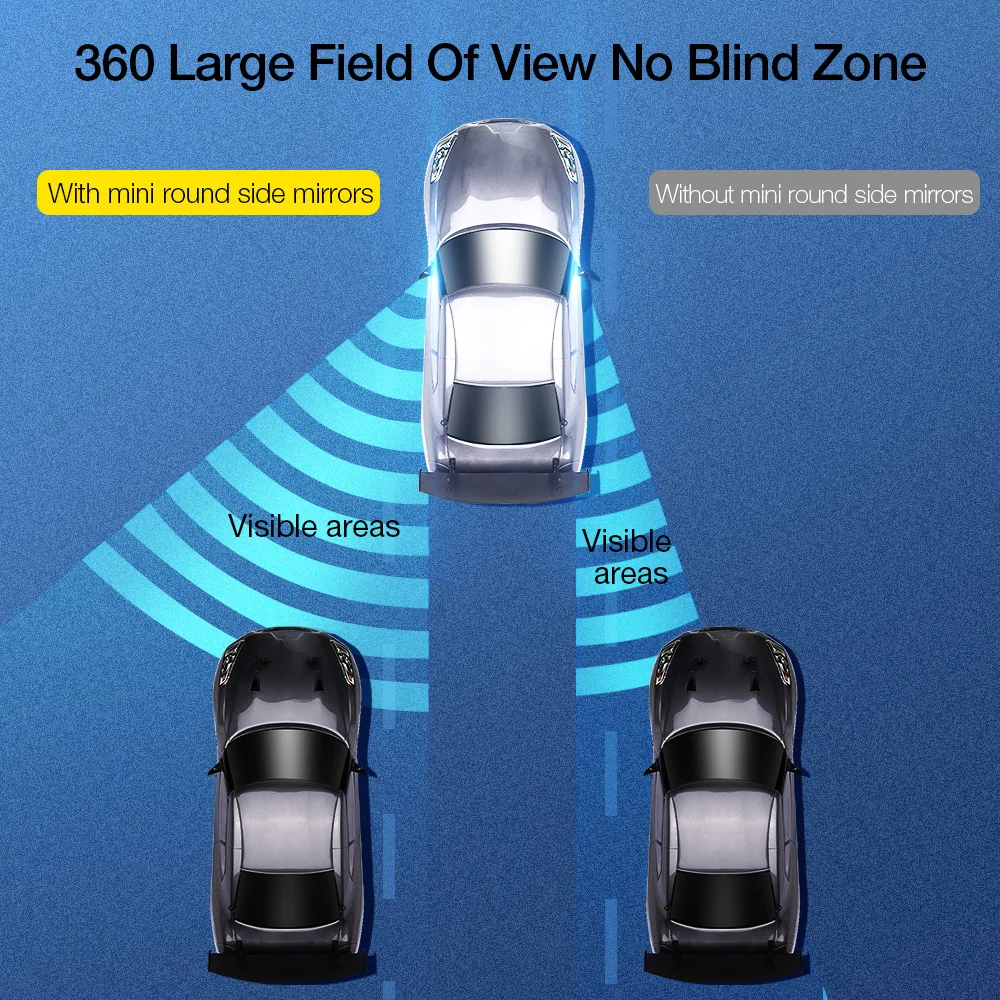 2PCS RAXFLY Universal Car Blind Mirrors Holder 360 Rotation Rear View Glass Mirror Adjustable Auto Rearview Spot | Мобильные