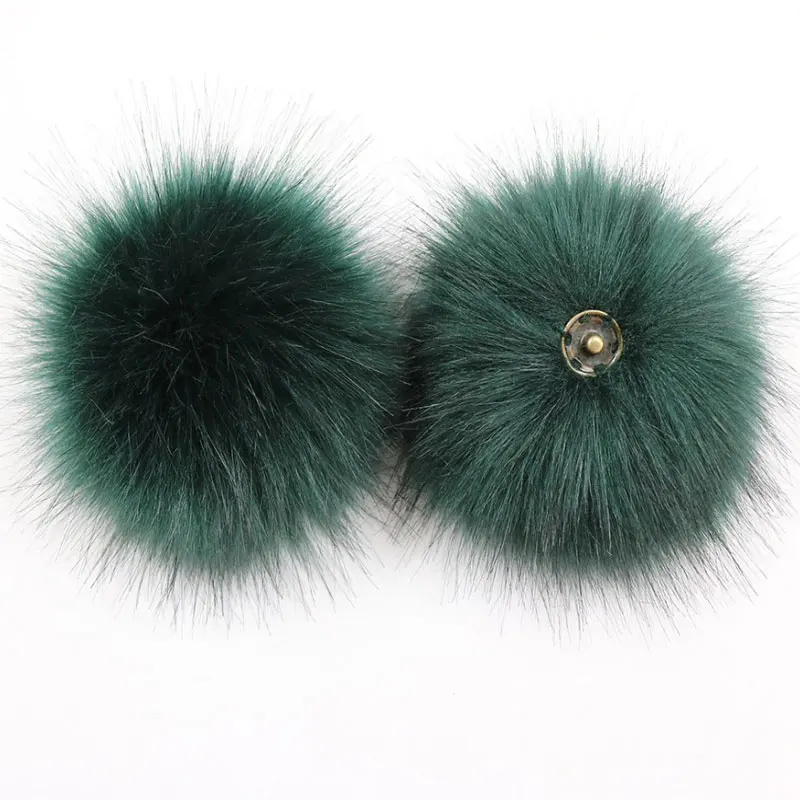 Dark Green DIY пушистые накладные Pom мяч 8 см Искусственный помпон из меха с Пресс кнопка для шляпа Ключ Цепочки, аксессуары украшены мяч - Цвет: Dark Green