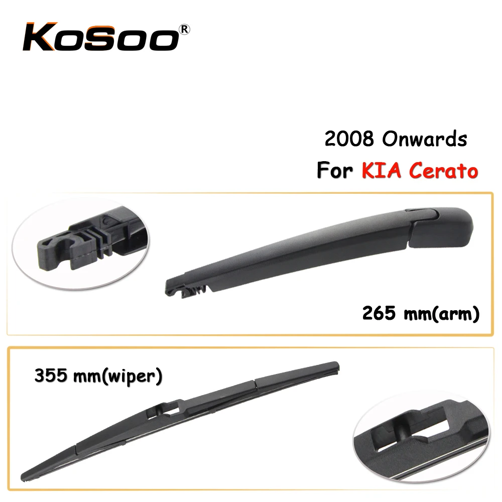 

KOSOO Auto Rear Car Wiper Blade For KIA Cerato,355 mm 2008 Onwards Rear Window Windshield Wiper Blades Arm,Car Styling