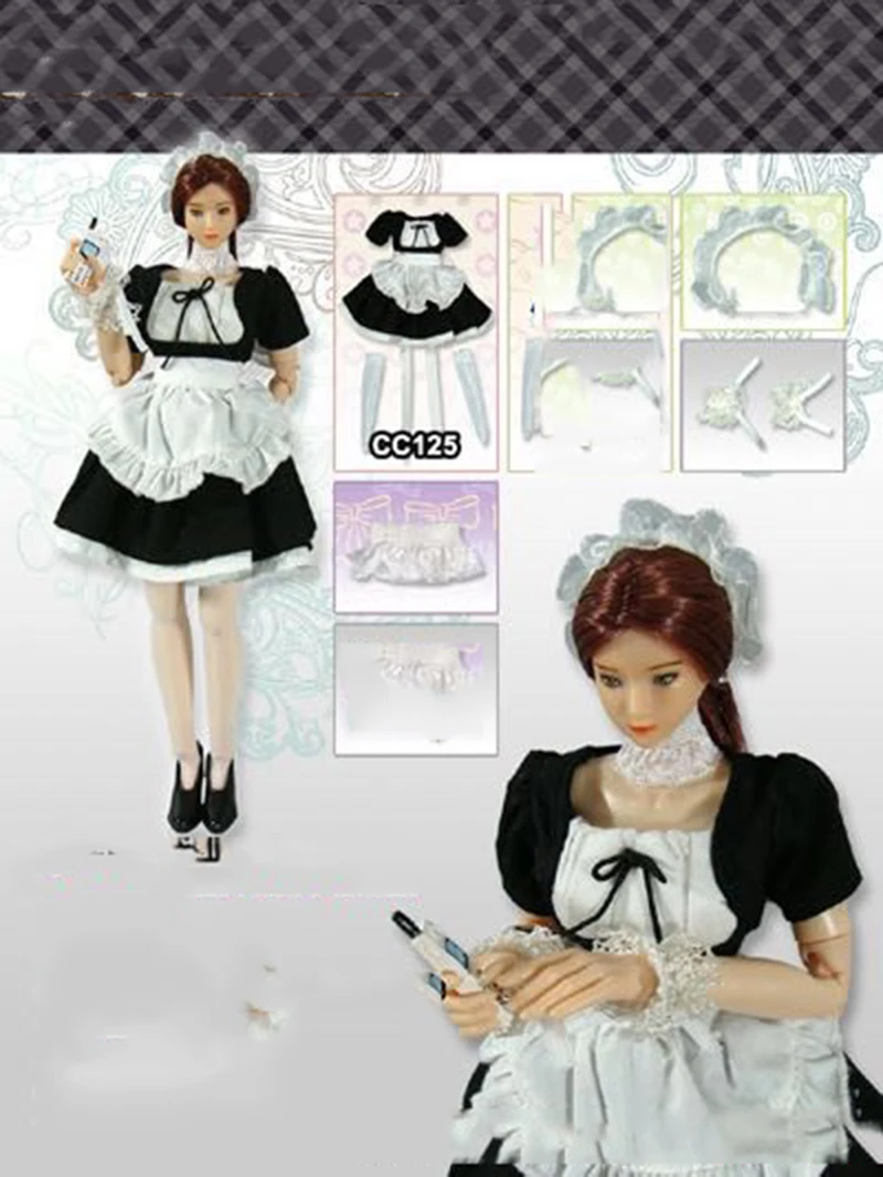

1/6 Scale Maidservant Clothing Set Models for 12''Women Figures