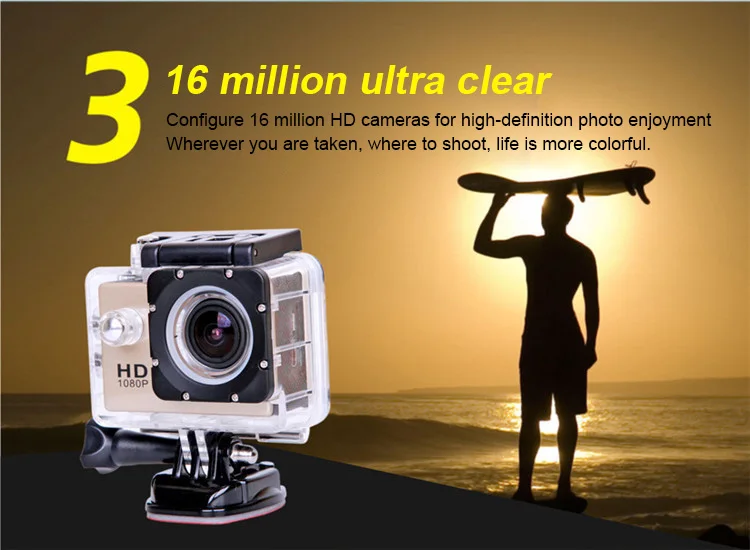 Оригинальная Спортивная камера HD 1080 P, 30 м, водонепроницаемая, 2,0 дюйма, экран, 4 K, Экшн-камера, запись воздушного движения, DV камера go extreme pro