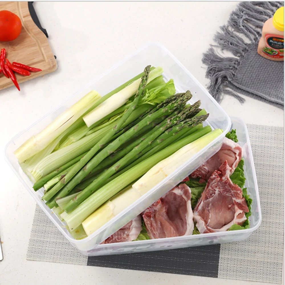 Пластиковый контейнер для хранения продуктов с крышкой, Штабелируемый морозильник, контейнер для хранения, сохраняет свежесть для хранения рыбы, мяса, овощей