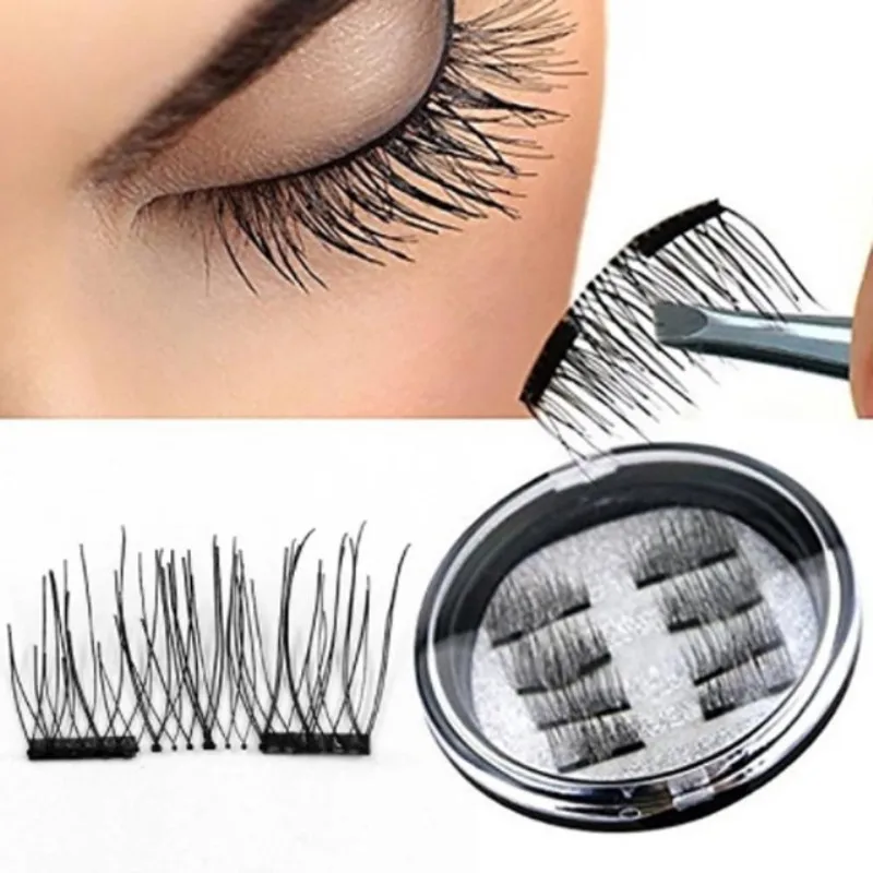 2018 Lashes Magnetic 3D Double Magnet Flase Eyelashes 1Pair Wearing Without Glue Natural Various Style Makeup With Box | Красота и