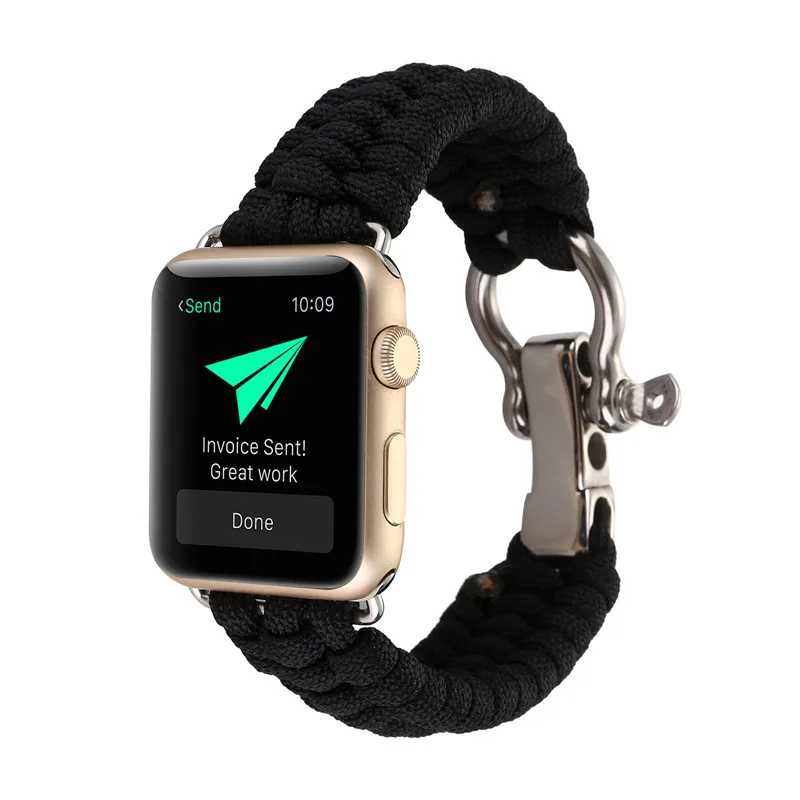 Спорт на открытом воздухе ремешок для Apple Watch Band 42 мм 38 мм веревка для выживания металлический болт застежка браслет для iWatch серии 4/3/2/1 - Цвет: Color D