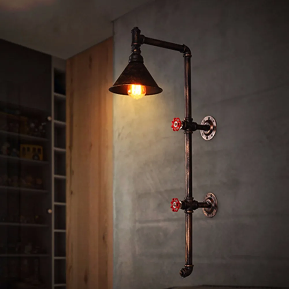 

Новейшие Настенные светильники из кованого железа в стиле ретро, промышленные креативные индивидуальные прикроватные светильники, освеще...