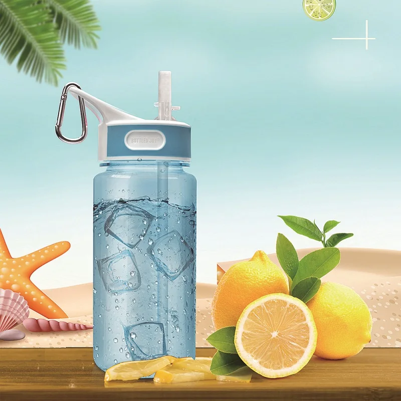 BOTTLED JOY Спортивная вода бутылка с соломинкой и ручка BPA Free 450 мл Tritan герметичная