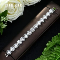 hibride new luxurious women round shape bracelet bride wedding zircon bangles high quality cz inlay bracelet for girl party b 78