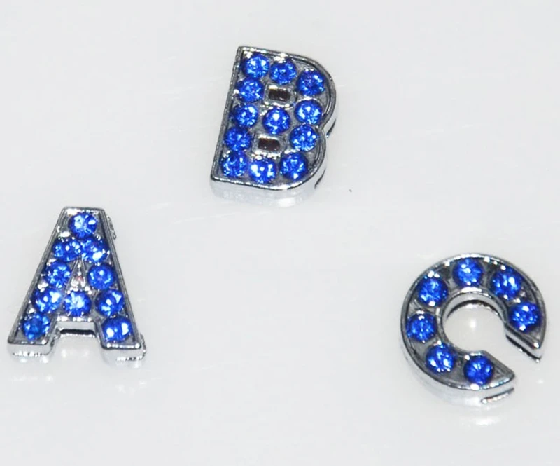

Wholesale price, 130pcs A-Z Letters, 5sets, 8mm A-Z Dark Blue Rhinestone Slide letters Slide Beads Fit 8mm bands, blets