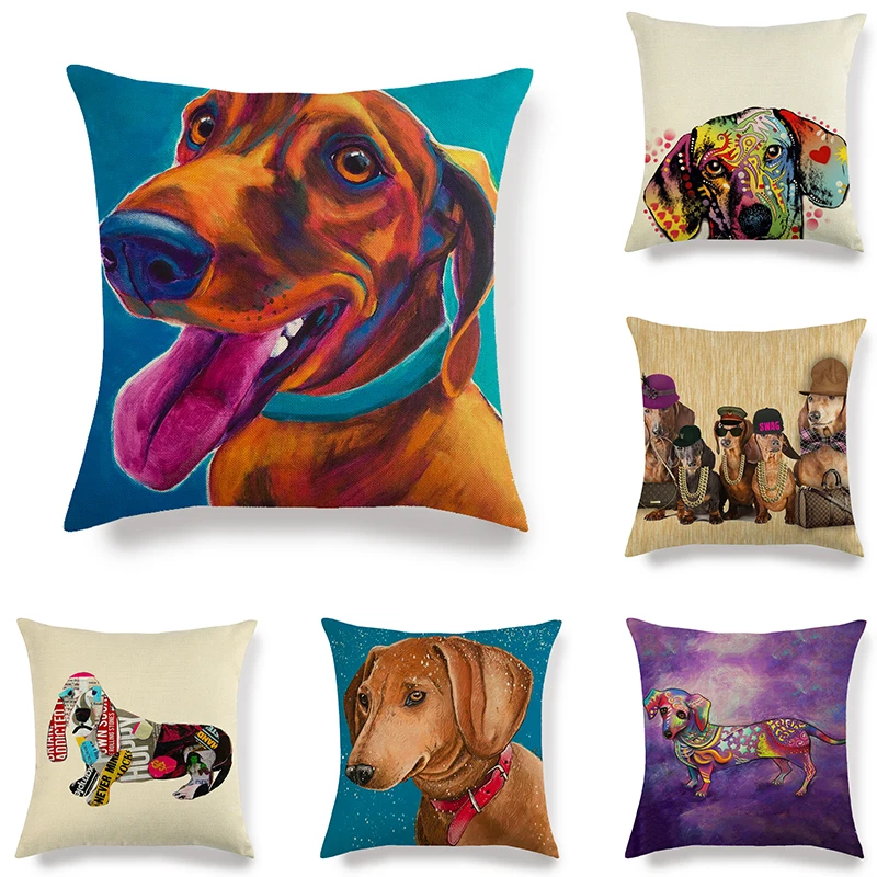 

45cm*45cm The Dachshund dog linen/cotton throw pillow covers couch cushion cover home decorative pillow covers