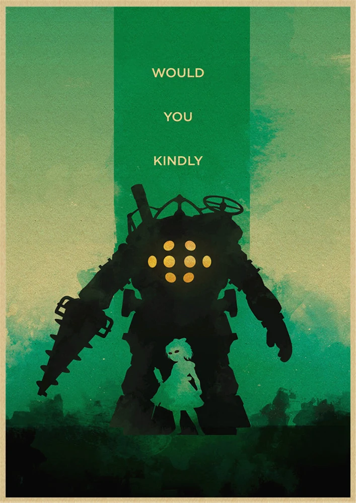 BioShock Retro poster Home Furnishing decoration Kraft Game Poster Drawing Painting Wall stickers - Цвет: Белый