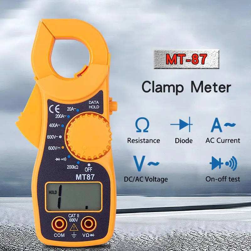 MT-87 HONEYTEK портативный цифровой мультиметр-зажим 1000A ACA/DCA метр тест er может тест Ом FREQ подсветка AC/DC Амперметр Ручной ЖК-дисплей - Цвет: MT-87