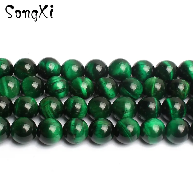 

Wholesale Natural Stone Green Tiger Eye Round Loose Beads For Jewelry Making DIY Necklace Bracelet Jewellery 4 6 8 10 12 MM 15''