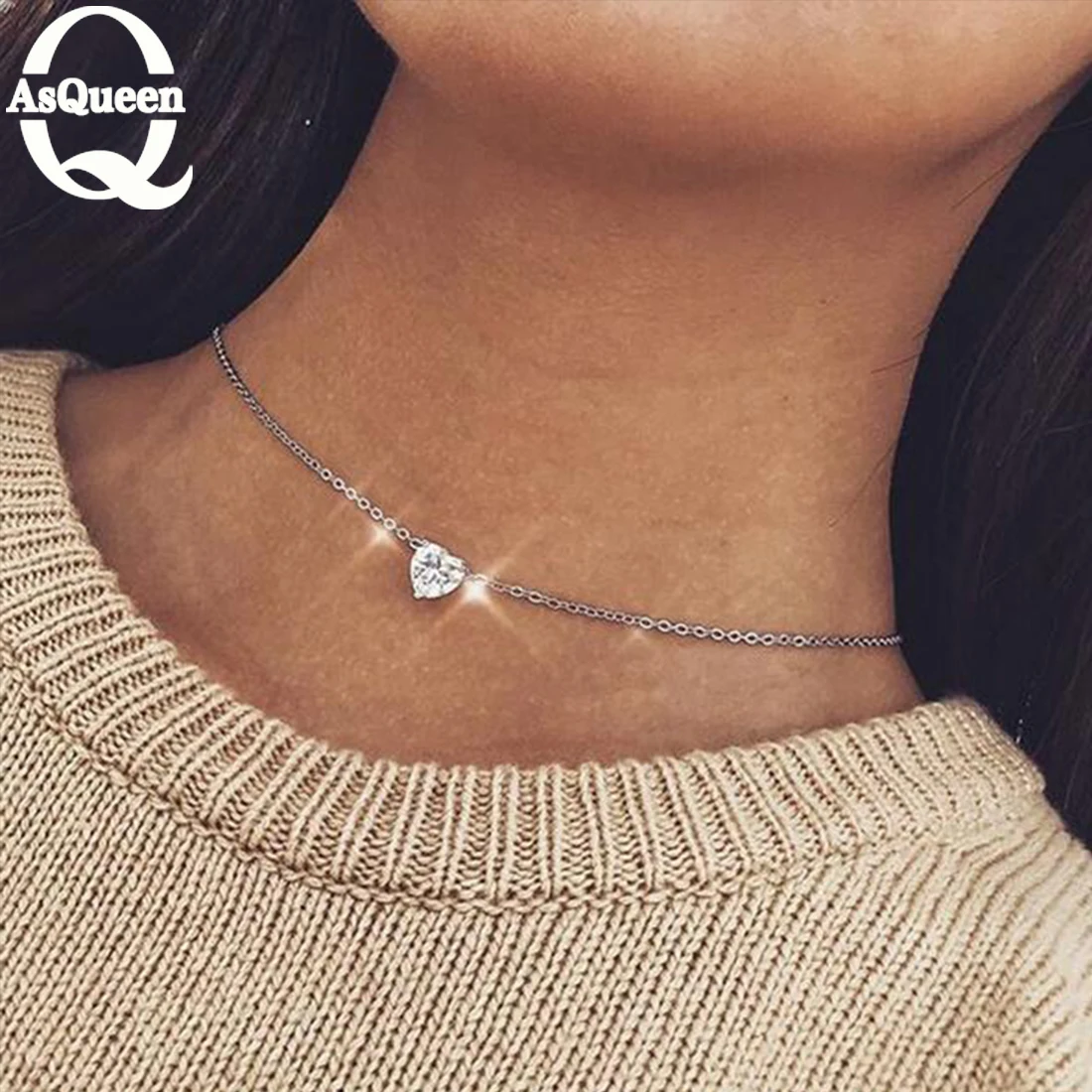 Роскошное шикарное женское ожерелье-чокер из стерлингового серебра с