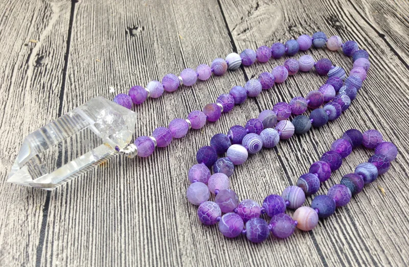 YA2617 Натуральный прозрачный кварцевый двухточечный кулон фиолетовый дракон