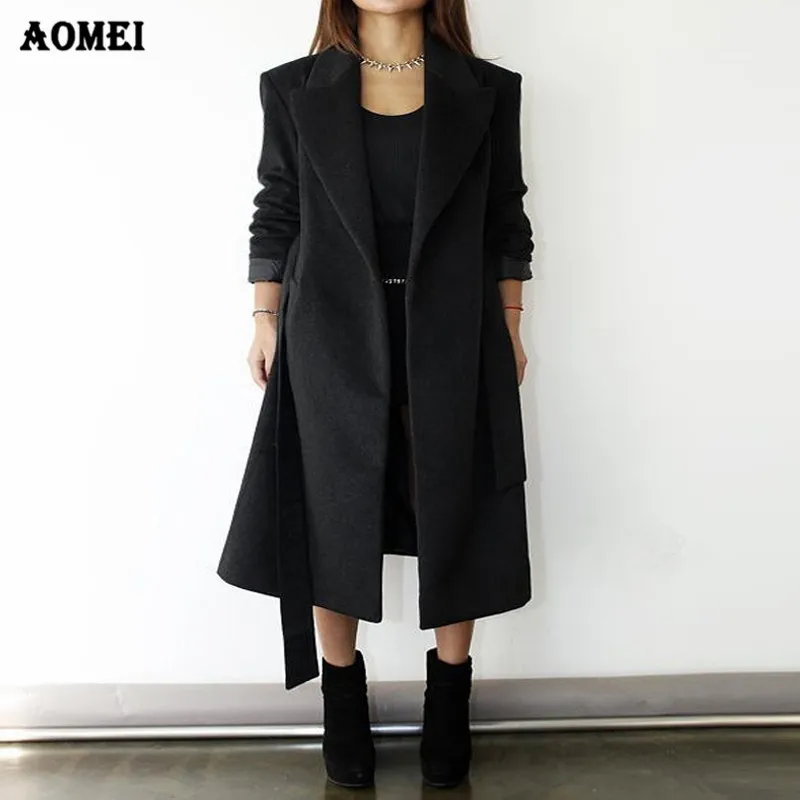 Осень Зима 2020 Новое модное женское шерстяное пальто с поясом размера плюс 3XL