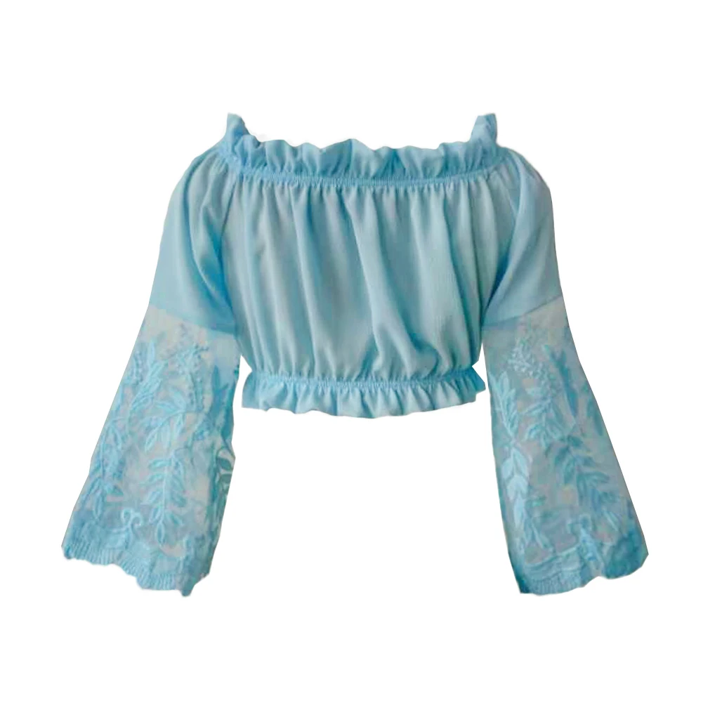 Женская летняя футболка шифоновая Кружевная с расклешенными рукавами