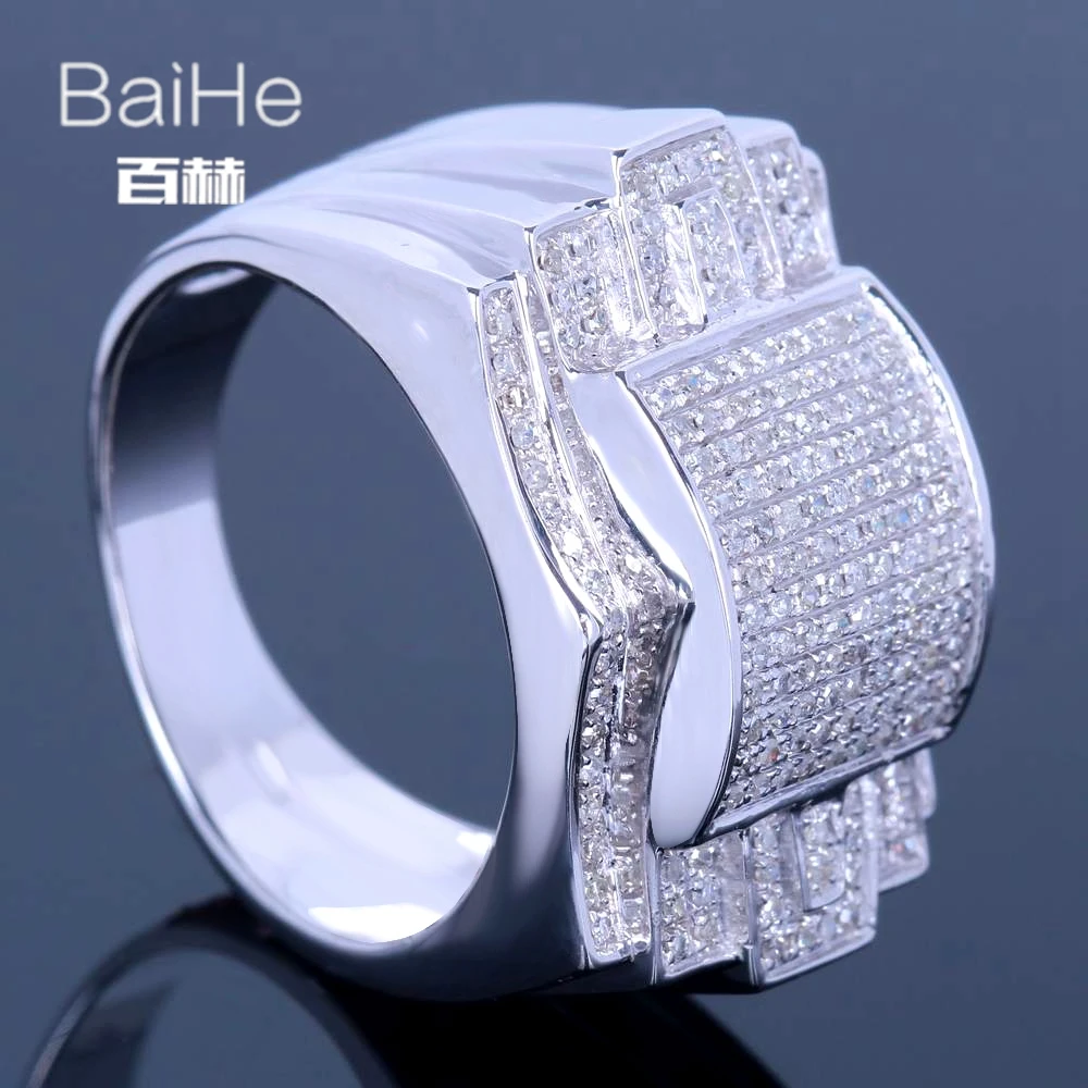 BAIHE стерлингового серебра 925 0.7CT Сертифицированный из натуральной бриллиантами, безупречная основная губка для Обручение Для мужчин модные ювелирные изделия кольцо