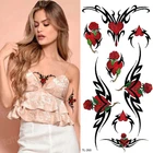 Временная тату-наклейка, Цветочная розовая татуировка на грудь, соблазнительная татуировка на тело для девушек, поддельная временная татуировка на груди, водонепроницаемая наклейка