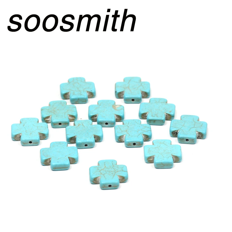 Soosmith квадратные синтетические крест сделанные из бирюзы свободные бусины для