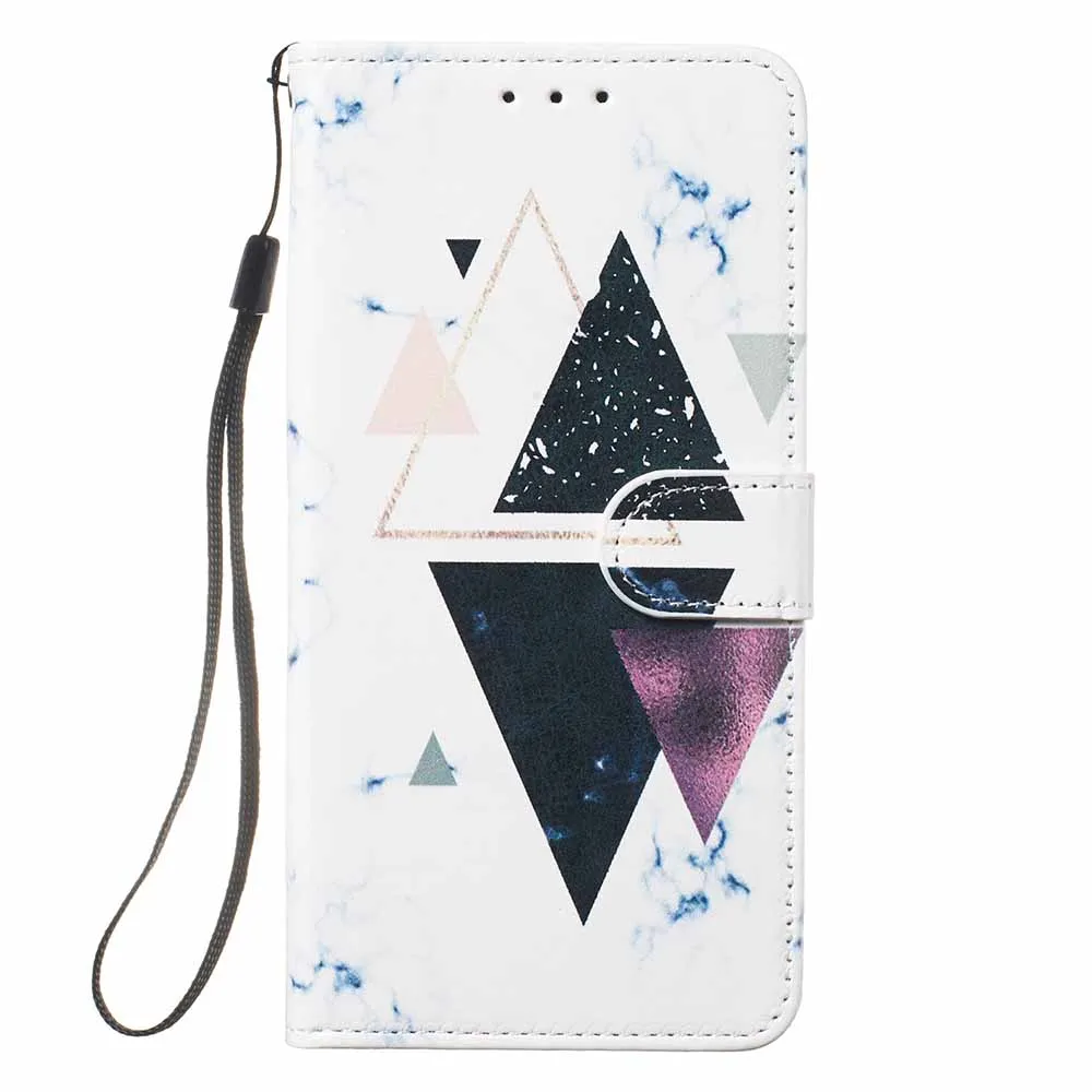 Triangle Marble Милый чехол-кошелек с рисунком для телефона huawei Honor 7S Play 8A P30 P20 Lite Y5 Prime Y6 Y7 Pro View 20 - Цвет: Triangle Marble