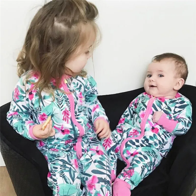 Детские комбинезоны осенняя одежда с длинными рукавами и принтом для маленьких