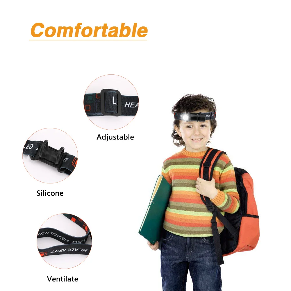 XPE LED Headlamp USB Charging Interface Cycling Headlight 3-Mode Dimming Head Torch 2 in 1 Camping Fishing Flashlight | Освещение