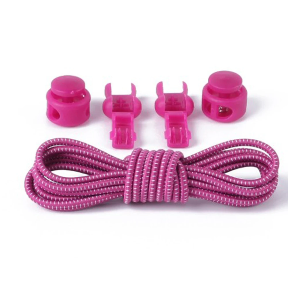 deep pink Растягивающийся замок кружева 24 цвета пара фиксирующий башмак шнурки эластичные шнурки для кроссовок шнурки для бега/триатлона - Цвет: deep pink