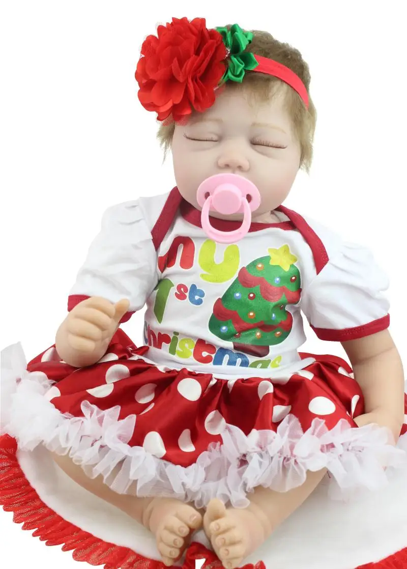 

55CM Silicone Baby Doll Reborn Baby Dolls Pirncess Kid Accompany Toys Playmates Christmas Doll Birthday Gift Sleeping Dolls