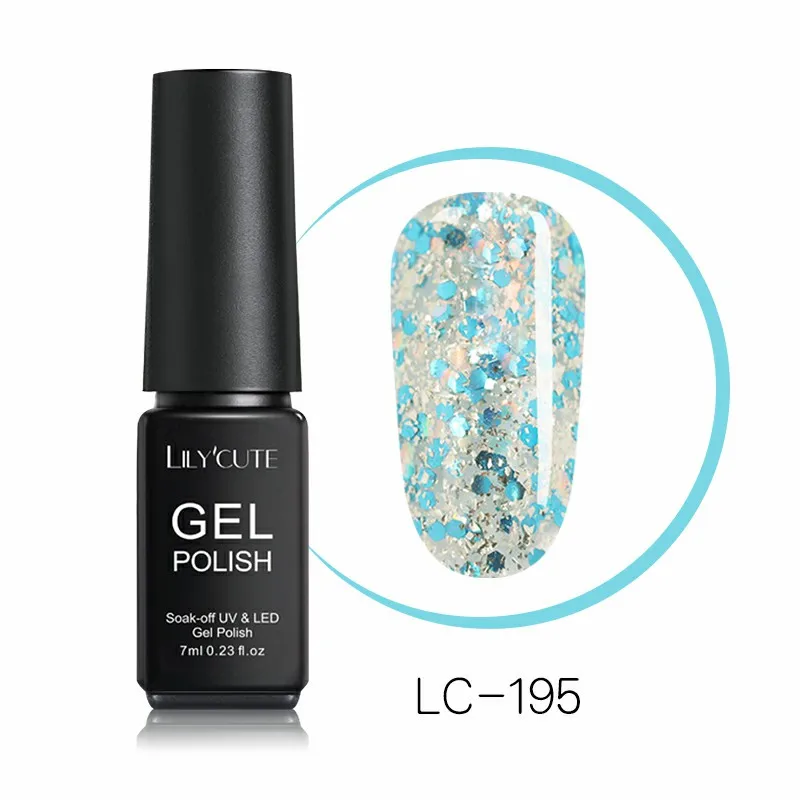 LC-195 LILYCUTE, 7 мл, блестящий УФ-Гель-лак, розовый, цветной, блестящий, долговечный, из натуральной смолы, замачивается, Гель-лак для ногтей, дизайн - Цвет: LC-195