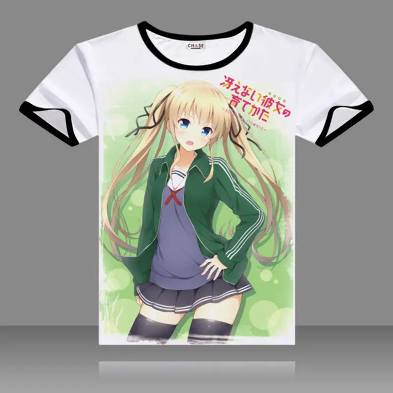 Черные футболки Saekano с круглым вырезом и коротким рукавом топы Katou Megumi модные