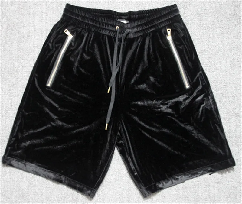MORUANCLE Мода Марка NEW Fashion Hi Street мужские велюровые шорты Уличная одежда в стиле «хип-хоп», короткие бархатные джоггеры с золотым замком, с эластичной резинкой на талии