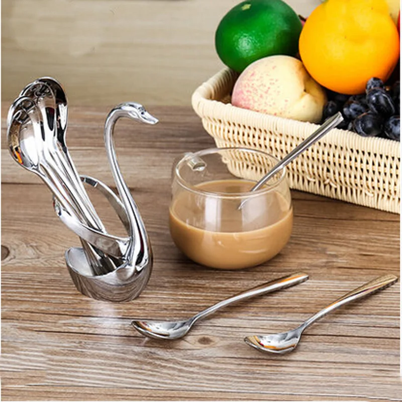 Высококачественный цинковый сплав Лебедь дизайн набор ложек для отдыха