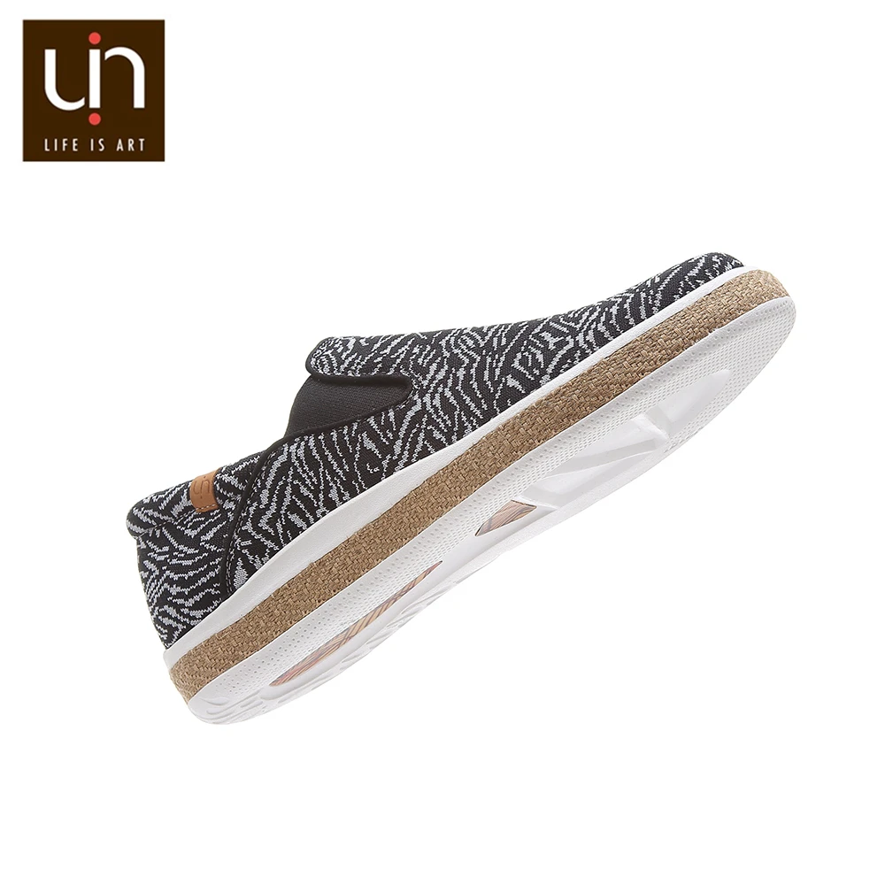 UIN Tijuana Design Knitted Casual Men Sneakers Breathable Slip-on Shoes Black/Blue Colors Male Loafers | Обувь