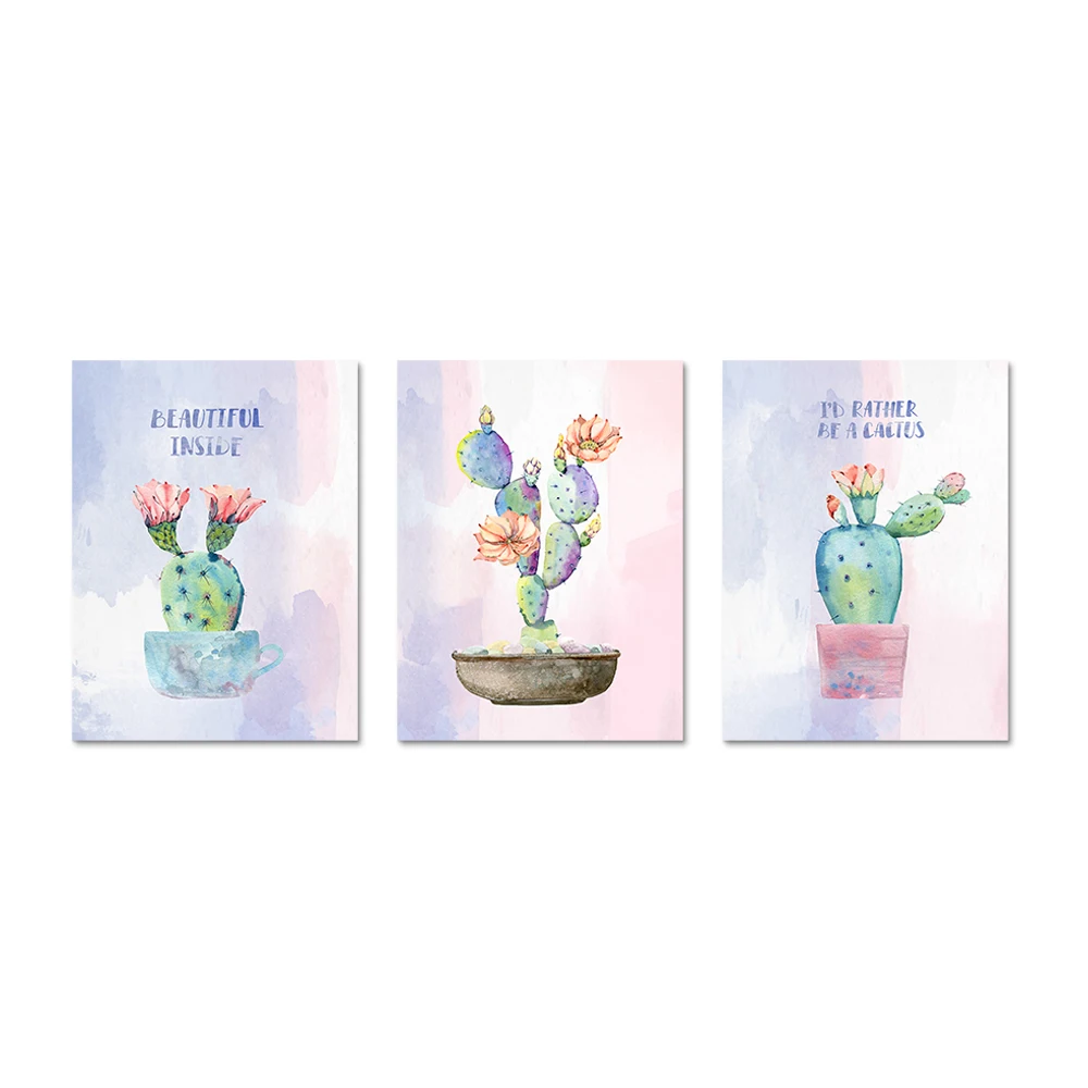 Визуальный художественный декор холст принты кактус кактусы акварельная