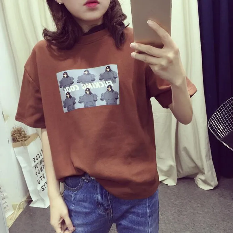 Новинка 2017 года летняя футболка с коротким рукавом в стиле Bf для девочек