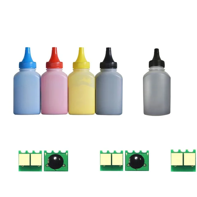 5 бутылок тонера порошка + чипов сброса для Color Laserjet Pro 200 M251 M251nw M276 M276n M276nw CF210A CF210X