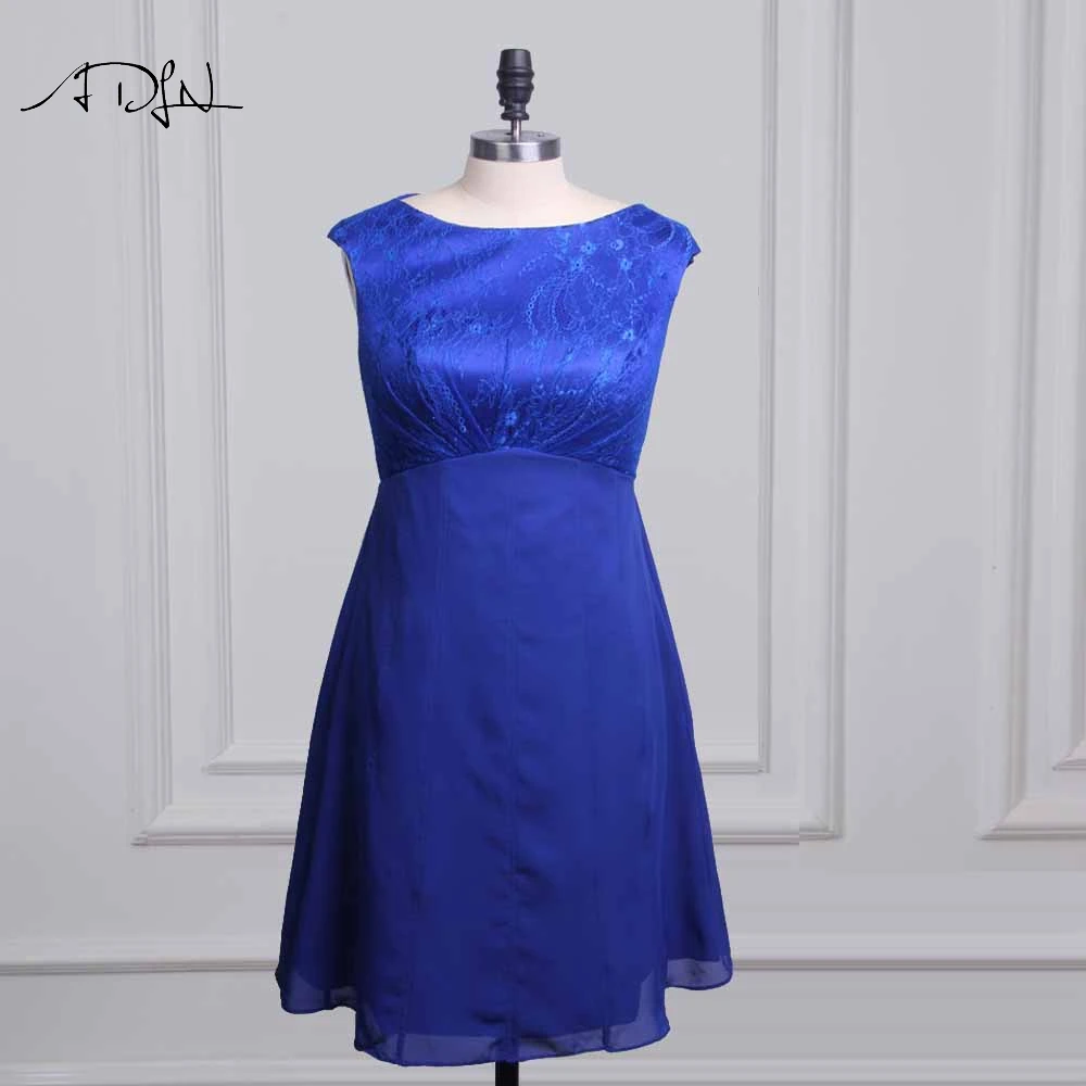 ADLN/синие платья для матери невесты с курткой Шифоновое Платье До Колена из двух