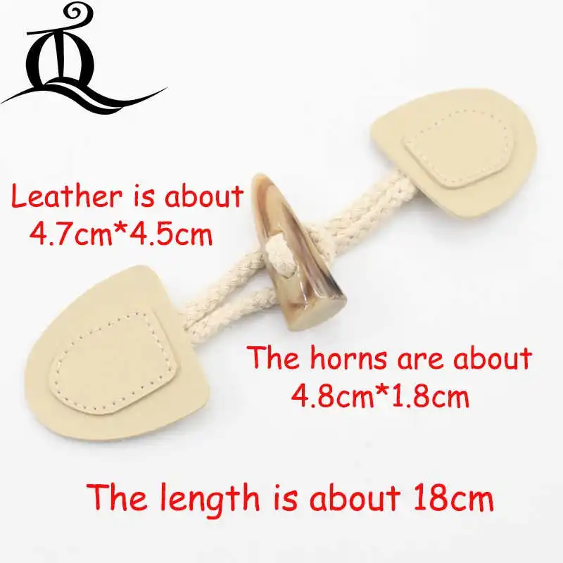 TQ 1Pcs/lot Ox Horn Toggle Sewing Button For Coat Jacket Black Brown DIY Garment Accessory Black Coffee brown beige HS02 - Цвет: No2 beige