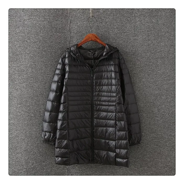 Новинка Осень Зима размера плюс 3XL-6XL пуховик женский ультра светильник белый утиный пух куртки с капюшоном ветрозащитная женская верхняя одежда Mw110