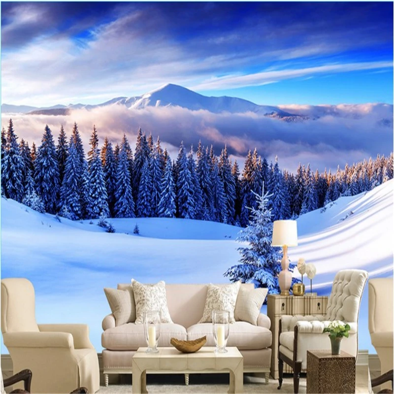

beibehang Large custom wallpapers snow scene living room TV backdrop papel de parede 3d para sala atacado wallpapers