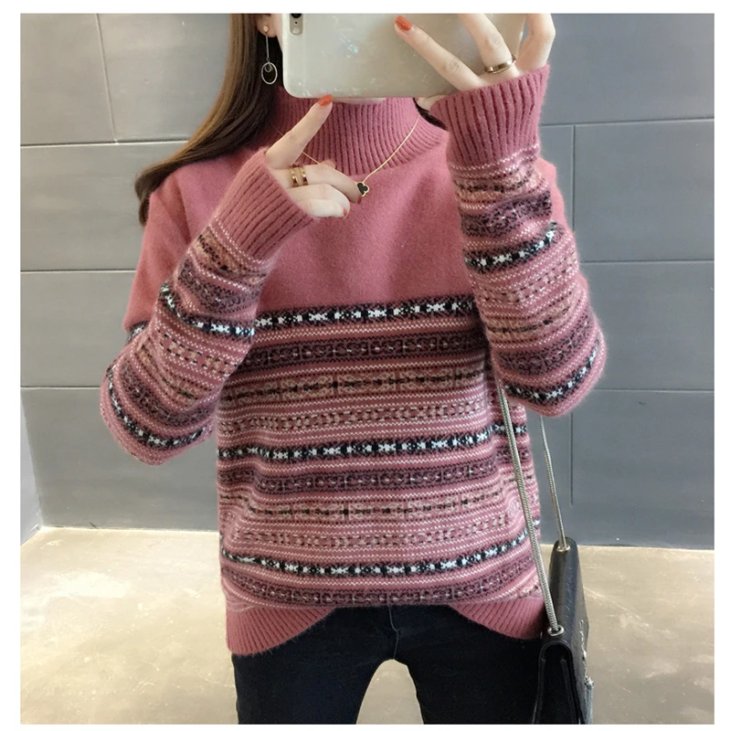 Осень-зима 2019 толстая теплая приталенная рубашка с воротником-стойкой в стиле