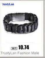 TrustyLan Genuine Black Leather Simple Wrap Men Bracelet Gold Color Steel Wristband Classic Mens Bracelets& Bangles Jewelry